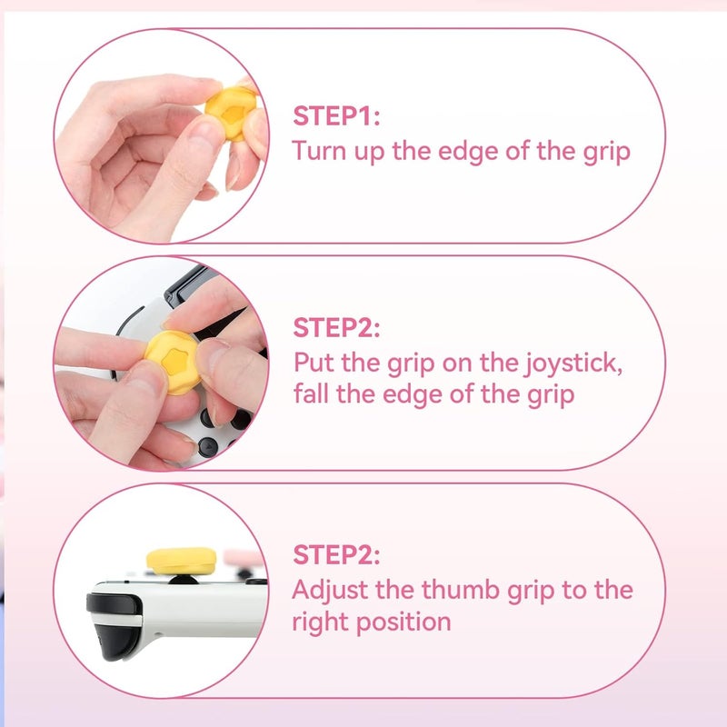 GEEKSHARE Cute Silicone Joy Con Thumb Grip Caps, Joystick Cover Compatible with Switch/OLED/Switch Lite,4PCS - Cream Heart - Image 3